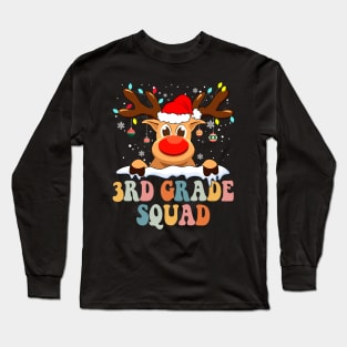 Reindeer 3rd Grade Teacher Squad Christmas Back To School Long Sleeve T-Shirt